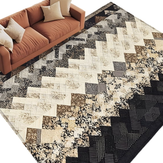 Brown Ethnic Area Rug 6x9 Washable Rug Non Slip Southwest Zigzag Weave Boho Retro Geometric Large Area Rug Soft Stainresistant Indoor Floor Carpet for Living Room Bedroom Office Dining Room Nursery