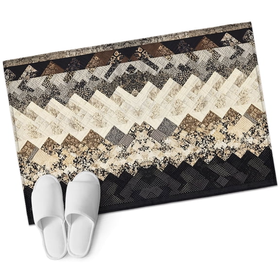 Brown Ethnic Bathroom Rug Washable 2x3 Entryway Rug Non Slip Southwest Zigzag Weave Boho Retro Geometric Front Door Mat Low Pile Indoor Doormat Throw Floor Carpet for Kitchen Bedroom Entrance