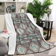 thumbnail image 1 of Brown Ethnic Feather Pattern Blanket,Comfortable Soft Flannel Throw Blanket,All Season,Warm Lightweight Blankets for Sofa Bed Couch Living Room Chair,60"x80", 1 of 4