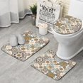 thumbnail image 1 of Brown Ethnic Floral and Mandala Pattern Bathroom Rugs Sets 3 Piece,Toilet Cover Set,Absorbent Non Slip Bathroom Mats Sets with U-Shaped Contour Rug Toilet Rug Set, 1 of 5
