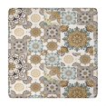 thumbnail image 1 of Brown Ethnic Floral and Mandala Pattern Square Fitted Tablecloth with Elastic Edge,Square Table Cover,Washable Elastic Table Cover for Home Kitchen Party Decor 34"x34", 1 of 6