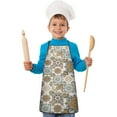 thumbnail image 1 of Brown Ethnic Floral and Mandala Pattern Kids Aprons for Girls and Boys,Adjustable Neck Strap Toddler Aprons for Kids Cooking Baking, 1 of 6