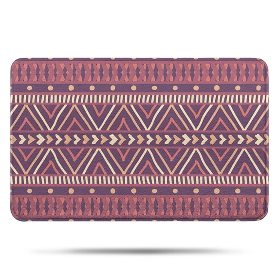 Brown Ethnic Pattern Bathroom Rugs Mat,Non Slip Microfiber Bathroom Rug,Rubber Backing,Soft Bathroom Mats for Bathroom Floor,Tub and Shower,17x27in(43x68cm)
