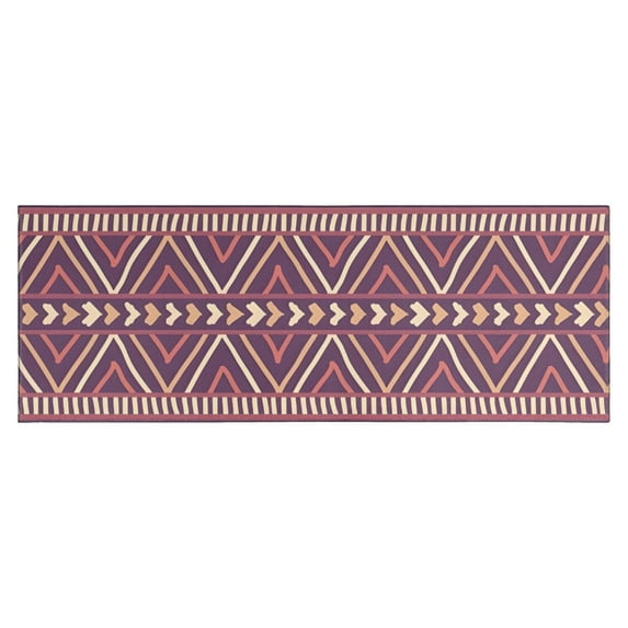Brown Ethnic Pattern Kitchen Rug Mat,Kitchen Runner Rugs Non Skid Washable,Decorative Kitchen Floor Mats for Kitchen,Sink,Laundry,17"X47"