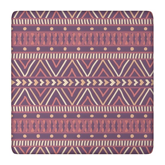 Brown Ethnic Pattern Square Fitted Tablecloth with Elastic Edge,Square Table Cover,Washable Elastic Table Cover for Home Kitchen Party Decor 36"x36"