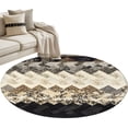 thumbnail image 1 of Brown Ethnic Round Rug 3.3ft Washable Circle Entryway Rugs Non Slip Southwest Zigzag Weave Boho Retro Geometric Area Rug Indoor Floor Carpet for Bedroom Kitchen Living Room Office Dining Room Nursery, 1 of 9