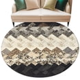 thumbnail image 1 of Brown Ethnic Round Rug 8ft Washable Circle Rugs Non Slip Southwest Zigzag Weave Boho Retro Geometric Large Area Rug Indoor Floor Carpet for Bedroom Kitchen Living Room Home Office Dining Room Nursery, 1 of 9