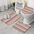 thumbnail image 1 of Brown Ethnic Stripe Pattern Bathroom Rugs Sets 3 Piece,Toilet Cover Set,Absorbent Non Slip Bathroom Mats Sets with U-Shaped Contour Rug Toilet Rug Set, 1 of 5