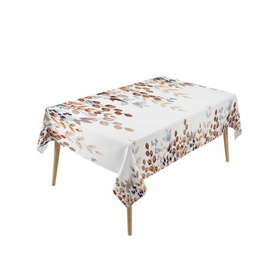 Brown Eucalyptus Fall Rectangle Tablecloth, Botanical Weeping Leaves ...
