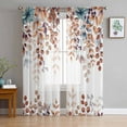 thumbnail image 1 of Brown Eucalyptus Fall Sheer Curtains 84 Inches Long 2 Panels Set, Window Sheer Curtains for Living Room/Bedroom, Botanical Weeping Leaves Pastoral Light Filtering Rod Pocket Curtain 52'' x 84'' x 2, 1 of 7