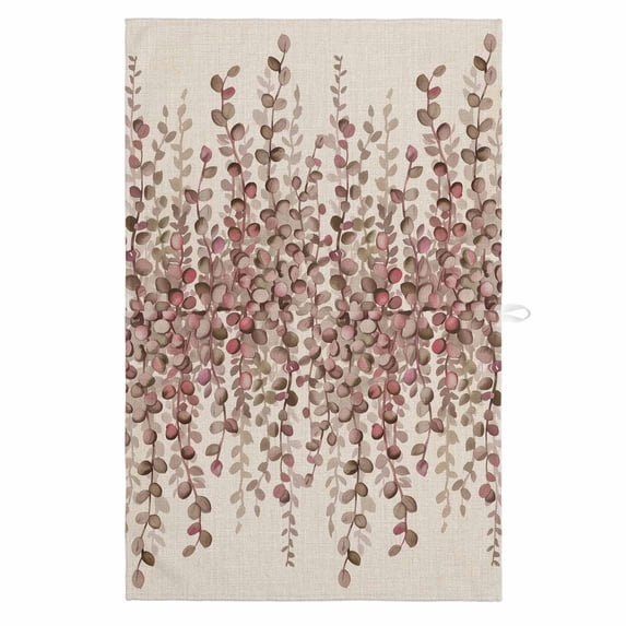 Brown Eucalyptus Leaves 1 Pack Kitchen Towel, Water Absorbent Dish Towel, Spring Leaves Plants Country Beige Decorative Hand Towels - Quick Drying Cloth for Cooking Baking, 18x28 Inch