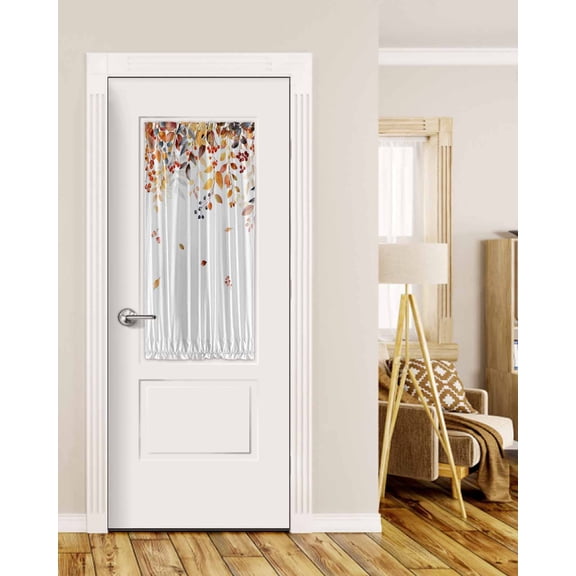 Brown Eucalyptus Leaves Blackout Curtains, French Door Curtains for Door Window, Summer Botanical Weeping Privacy Drapery for Patio/Sidelight Doors, 1 Panel with Tieback, 25 x 40 Inches