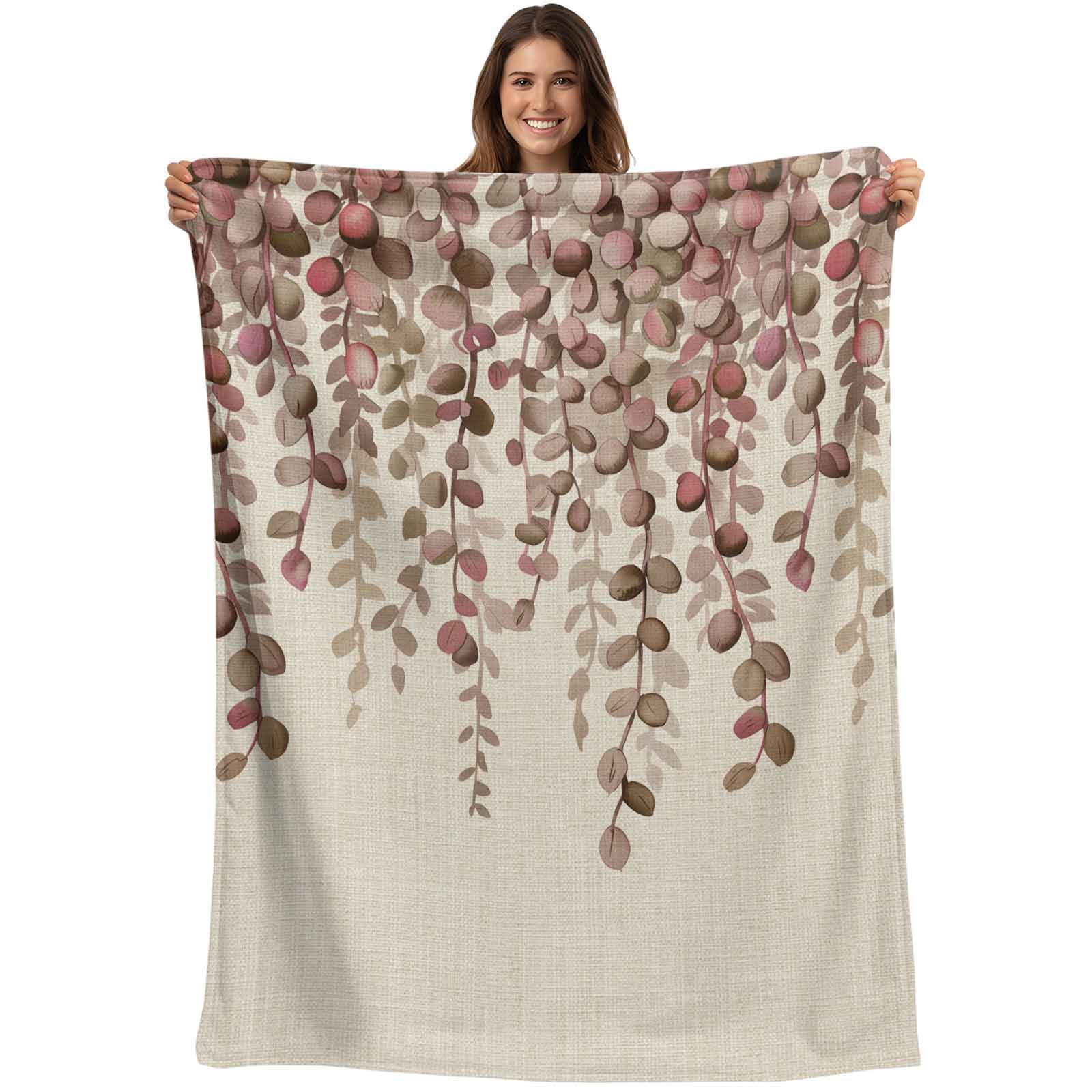 Brown Eucalyptus Leaves Blanket Soft Cozy Warm Throw Blanket for Couch ...