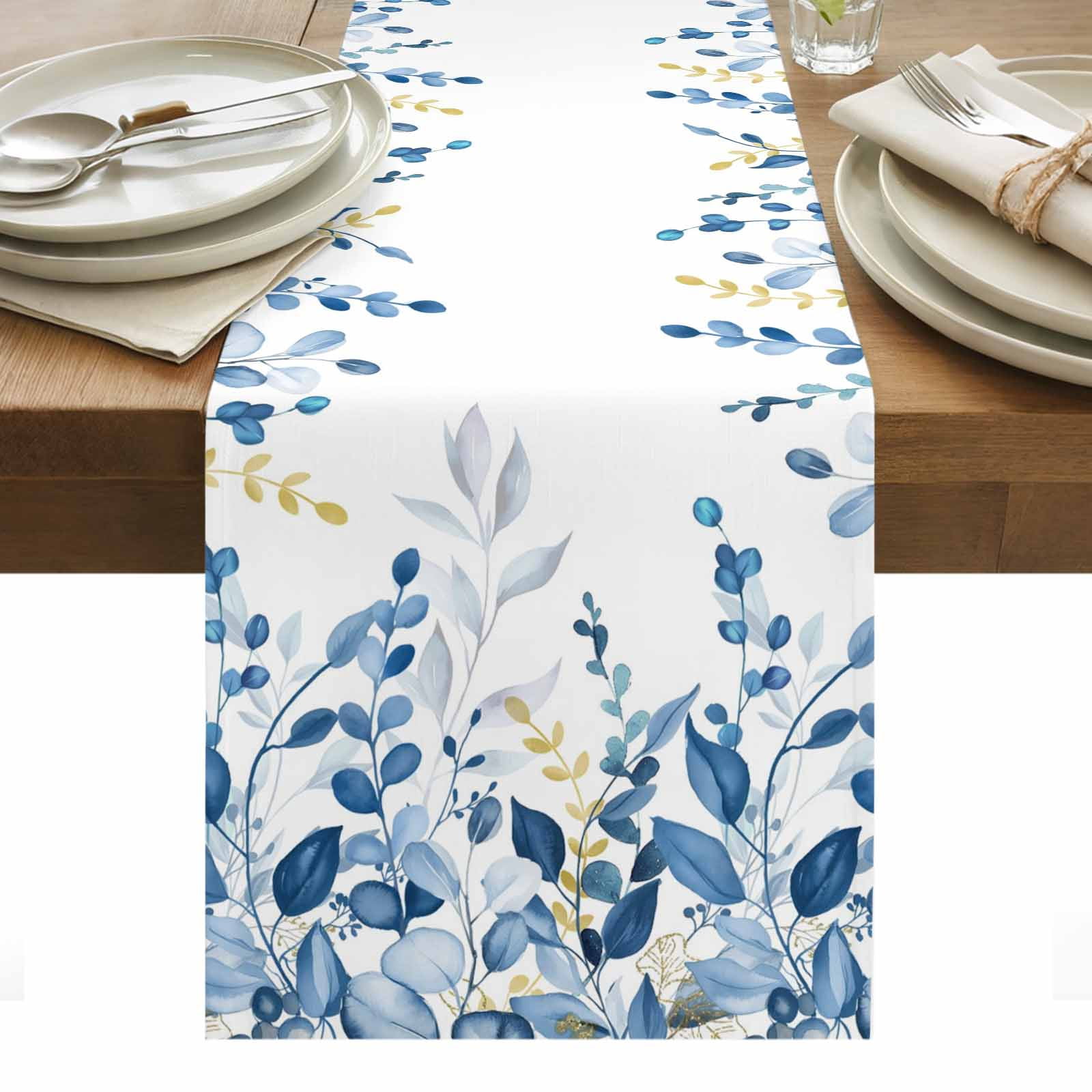 Curated visual reference: Fresh Look at Brown Eucalyptus Leaves Cotton Linen Table Runner Farm Plants Country