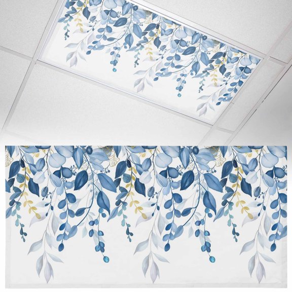 Brown Eucalyptus Leaves Fluorescent Light Covers Farm Plants Country Watercolor Magnetic Light Filters Ceiling Lighting Panel Shade for Classroom Office Home 2 x 4 ft, 1 Pack