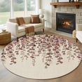 thumbnail image 1 of Brown Eucalyptus Leaves Round Area Rug 5Ft Washable Circle Rugs for Living Room Bedroom, Spring Leaves Plants Country Beige Non-Slip Carpet Floor Mats Indoor Outdoor Carpet Runner Home Decor, 1 of 8