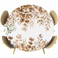 thumbnail image 1 of Brown Eucalyptus Leaves Round Tablecloth, Fitted Table Cover with Elastic for 36"-44" Round Tables, Spring Summer Botanical Table Cloth Outdoor Indoor Dinning Party Waterproof Tablecloths, 1 of 7