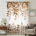thumbnail image 1 of Brown Eucalyptus Leaves Sheer Curtains 45 Inches Long, Spring Summer Botanical Light Filering Curtains, Breathable Simi Curtain Privacy Drapes for Kitchen Bathroom Lightweight Small Window Treatment, 1 of 9