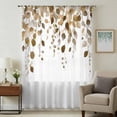 thumbnail image 1 of Brown Eucalyptus Leaves Sheer Curtains 54 Inches Long, Summer Watercolor Leaf Light Filering Curtains, Breathable Simi Curtain Privacy Drapes for Kitchen Bathroom Nursery Small Window Treatment, 1 of 9