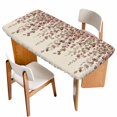 thumbnail image 1 of Brown Eucalyptus Leaves Table Cloths for 4 Foot Rectangle Tables, Spring Leaves Plants Country Beige Patio Waterproof Elastic Fitted Tablecloths, Washable Rectangular Table Cover for Camping, 1 of 8