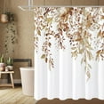 thumbnail image 1 of Brown Eucalyptus Shower Curtain, Watercolor Plant Leaves with Floral Bathroom Shower Curtain Set with Hooks, 72x72, 1 of 6