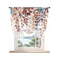 thumbnail image 1 of Brown Eucalyptus Tie Up Curtains for Windows 63 Inch Length Balloon Curtains Kitchen Adjustable Balloon Window Shade Summer Botanical Weeping Pastoral Tie Up Valance Bathroom Curtain Window 46"x63", 1 of 6