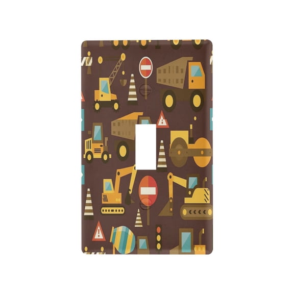 Brown Excavator Decorative Wall Plate, Flame Retardant PC Plastic Light Switch & Outlet Cover with Mounting Screws Fits Toggle Switch