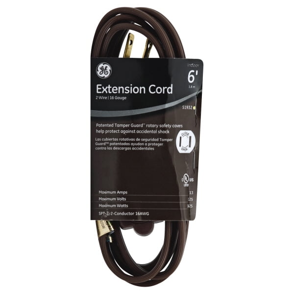 Brown Extension Cord 6 Ft 1 Pack