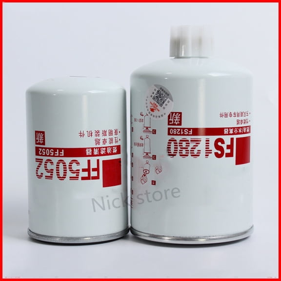 Brown-FS1280 FF5052 Diesel Filter for CumSERVICES Generator, Oil and Water Separation Assembly, Double Cup Filter Seat, 53C0051, 3931063