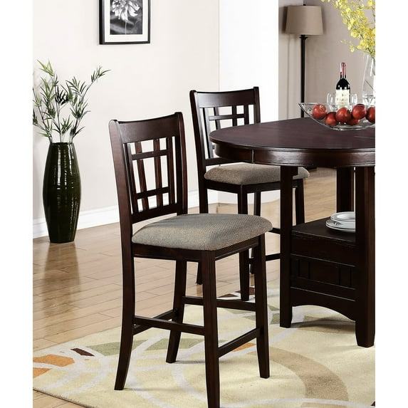 Brown Fabric Cushioned Counter Height Dining Chairs / Extra Comfort for Meals