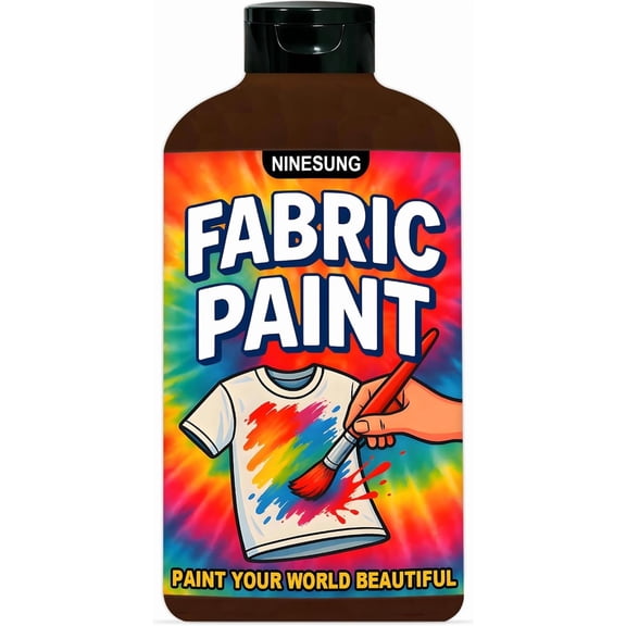 Brown Fabric Paint for Clothes, Non-Toxic Acrylic Textile Paint for T-Shirts, Shoes, Clothing, Jeans, Bags, DIY Projects & Art - Vibrant & Wash-Resistant (Brown,10.5 Fl Oz)