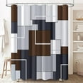thumbnail image 1 of Brown Fabric Shower Curtain - Geometric Shower Curtain Set with 12 Plastic Hooks, Water Repellent, Machine Washable, Modern Decorative Polyester Cloth Shower Curtains for Bathroom - 72x72, 1 of 6