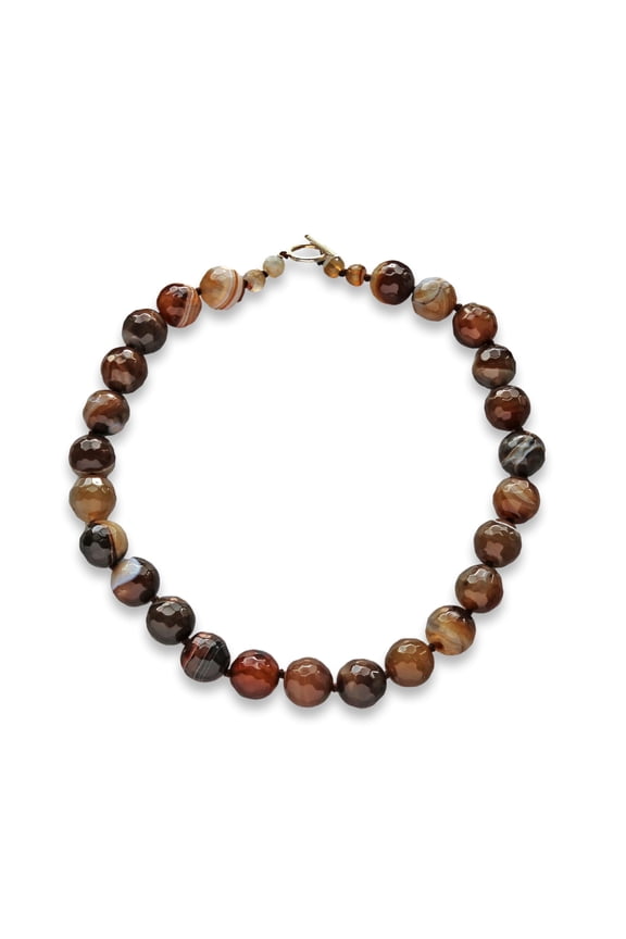 Faceted Brown Agate Beaded Necklace