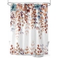 thumbnail image 1 of Brown Fall Eucalyptus Leaf Shower Curtain, Teal Botanical Floral Bathroom Decor Curtains Set with Hooks, White Waterproof Fabric Home Accessories， 72 X 72 Inch Long, 1 of 6