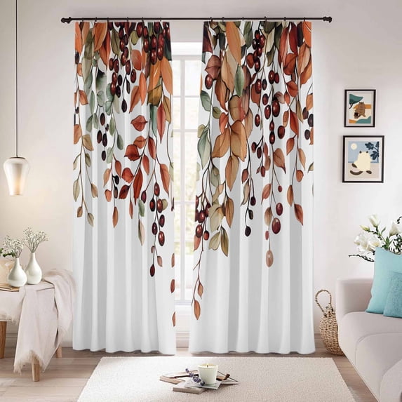 Brown Fall Leaves Blackout Curtains for Bedroom/Living Room, Pinch ...