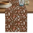 thumbnail image 1 of Brown Fall Mushroom Short Table Runner 36 Inches Long, Dark Farmhouse Botanical Cotton Linen Table Runners Dresser Scarves, Fabric Tabletop Scarf Furniture Cover for Home Dinner Party Decor 13"x36", 1 of 9