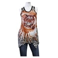 thumbnail image 1 of Brown Fan Pattern Sleeveless Top With a Leopard Graphic (XL/XXL), 1 of 1
