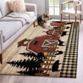 thumbnail image 1 of Brown Farmhouse 3'x5' Washable Rug, Vintage Country Animals Wood Grain Plaid Non-Slip Area Rugs for Entryway Kitchen Classroom, StainResistant Dorm Throw Carpet, Low Pile Soft Indoor Floor Mat, 1 of 9