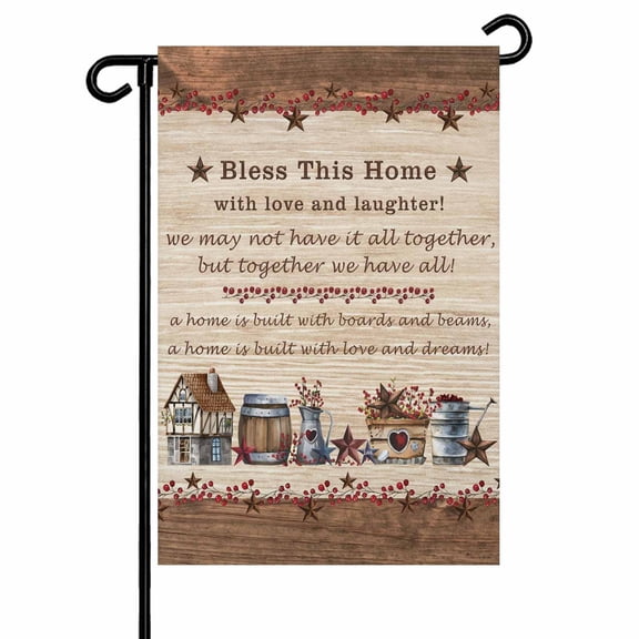Brown Farmhouse Barn Stars Garden Flags for Outside Vintage Country Wood Texture Double Sided Yard Flags Outdoor House Decoration, Small 12X18 Inch,