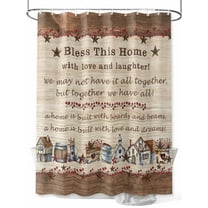 Brown Farmhouse Barn Stars Shower Curtain, Vintage Country Wood Texture Bathroom Decor Curtains Set with Hooks, Waterproof Fabric Home Accessories， 72 X 78 Inch Long