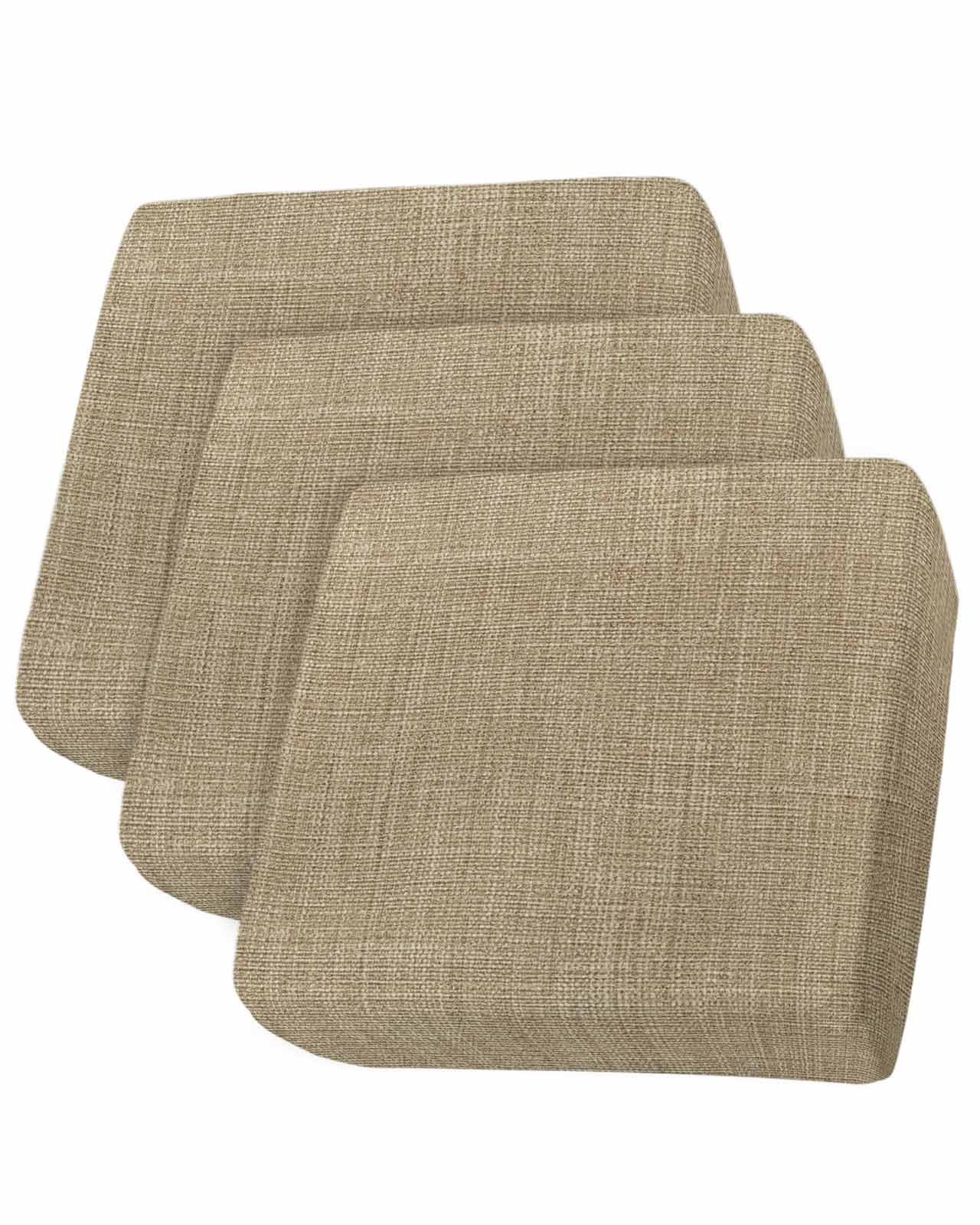 Brown Farmhouse Couch Cushion Covers,Stretch Seat Cushion Covers for Sectional Sofa,Vintage Country Monochrome Textured T-shaped Sofa&nbsp;Slipcovers Furniture Protector with Elastic&Straps 3Pcs,S