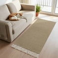 thumbnail image 1 of Brown Farmhouse Hallway Runner Rug 2'x6', Vintage Country Monochrome Textured Washable Entryway Rug with Tassels, Woven Cotton Laundry Room Rugs Long Carpet for Bathroom Sink Foyer Bedroom, 1 of 9