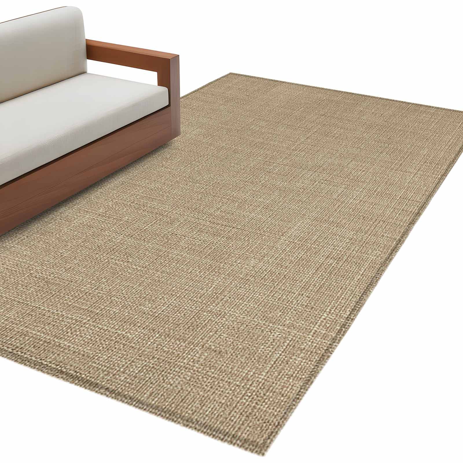 Brown Farmhouse Living Room Rug 4x6 Washable Area Rug for Bedroom, Non-Slip Dining Room Rugs Vintage Country Monochrome Textured Indoor Carpet for Kitchen Entryway Office Nursery Laundry