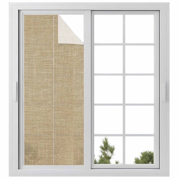 Brown Farmhouse Privacy Window Film, Decorative Frosted Glass Window Film, Vintage Country Monochrome Textured Reusable Peel and Stick Static Cling for Home Bathroom Office Glass Door 23.6"x59"