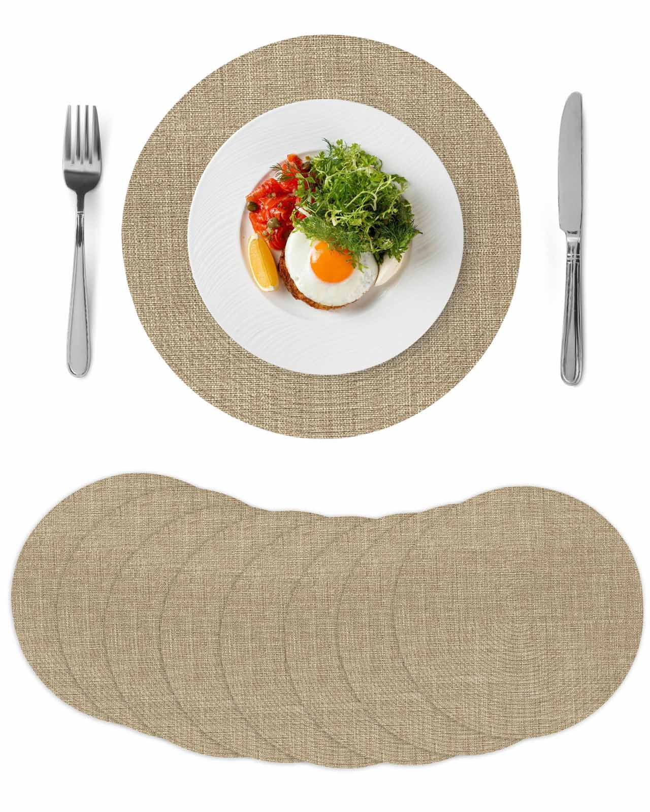 Brown Farmhouse Round 13 Inch Placemats Set of 8, Vintage Country ...
