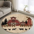 thumbnail image 1 of Brown Farmhouse Round Area Rug 4ft, Vintage Country Animals Cabin Forest Washable Non-Slip Circle Rugs for Bedroom Living Room Kitchen, Soft Non Shedding Circle Carpet for Dining Room Dorm, 1 of 9