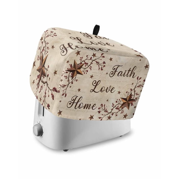 Brown Farmhouse Small Toaster Cover 2 Slice, Kitchen Appliance Covers, Retro Country Stars Rustic Branches Berry Toaster Oven Cover with Loop, Bread Machine Cover Polyester Dust Cover Protection
