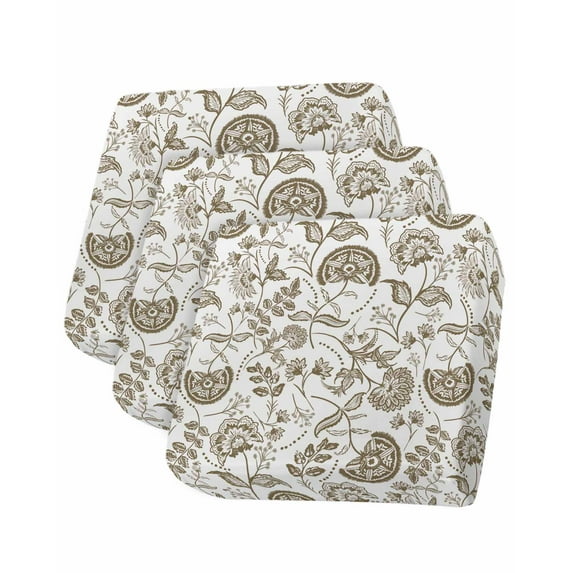 Brown Farmhouse Sofa Couch Cushion Covers Washable, Removable Stretchable Sectional Couch Covers, Floral Floral Plant Leaf Vintage Spring Slipcovers for L & T Shape Sofa Protector S Size 3 pcs