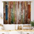 thumbnail image 1 of Brown Farmhouse Wooden Barn Door Kitchen Curtains Country Wood Western Small Short Cafe Window Curtains Rustic Vintage Bathroom Window Drapes Treatment Tier Curtains 2 Panels (27.5x39 Inch), 1 of 6