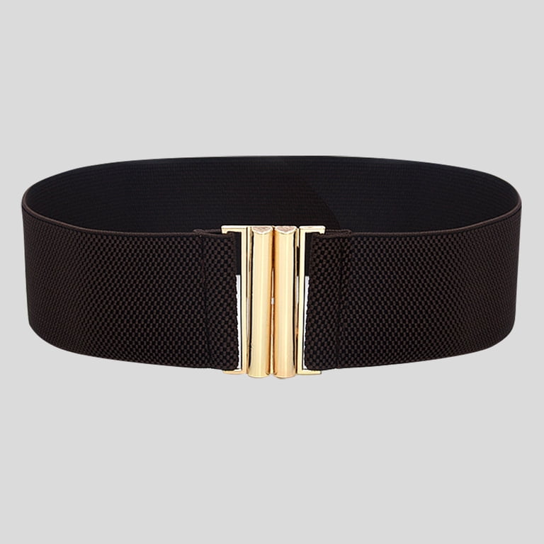 wide waist belts for dresses brown Women's Wide Leather Belt / Punk Brown Elastic Corset Belt with Rivets